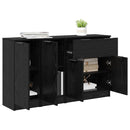 Sideboard med skuffe 3 pcs Sort eg Konstrueret træ