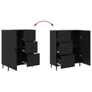 Highboard med skuffe 2 pcs Sort eg Konstrueret træ