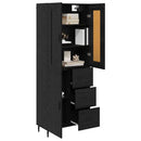 Highboard med skuffe 2 pcs Sort eg Konstrueret træ