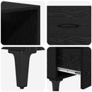 Highboard med skuffe Sort eg 69,5 x 34 x 180 cm Konstrueret træ