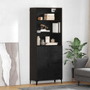 Highboard med skuffe Sort eg 69,5 x 34 x 180 cm Konstrueret træ