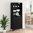 Highboard med skuffe Sort eg 69,5 x 34 x 180 cm Konstrueret træ