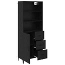 Highboard med skuffe Sort eg 69,5 x 34 x 180 cm Konstrueret træ