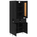 Highboard med skuffe Sort eg 69,5 x 34 x 180 cm Konstrueret træ