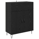 Highboard med skuffe Sort eg 69,5 x 34 x 180 cm Konstrueret træ