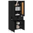 Highboard med skuffe Sort eg 69,5 x 34 x 180 cm Konstrueret træ