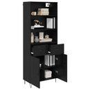 Highboard med skuffe 2 pcs Sort eg Konstrueret træ