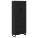Highboard med skuffe Sort eg 69,5 x 34 x 180 cm Konstrueret træ