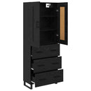 Highboard med skuffe Sort eg 69,5 x 34 x 180 cm Konstrueret træ