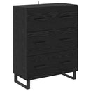Highboard med skuffe Sort eg 69,5 x 34 x 180 cm Konstrueret træ