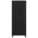Highboard med skuffe Sort eg 69,5 x 34 x 180 cm Konstrueret træ