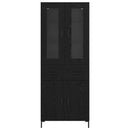 Highboard med skuffe 2 pcs Sort eg Konstrueret træ