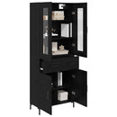 Highboard med skuffe 2 pcs Sort eg Konstrueret træ