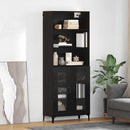 Highboard med skuffe Sort eg 69,5 x 34 x 180 cm Konstrueret træ