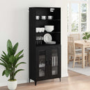 Highboard med skuffe Sort eg 69,5 x 34 x 180 cm Konstrueret træ