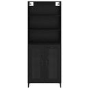 Highboard med skuffe Sort eg 69,5 x 34 x 180 cm Konstrueret træ