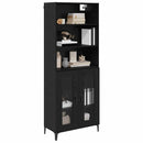 Highboard med skuffe Sort eg 69,5 x 34 x 180 cm Konstrueret træ
