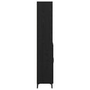 Highboard med skuffe Sort eg 69,5 x 34 x 180 cm Konstrueret træ