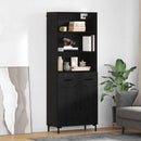 Highboard med skuffe Sort eg 69,5 x 34 x 180 cm Konstrueret træ