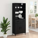 Highboard med skuffe Sort eg 69,5 x 34 x 180 cm Konstrueret træ