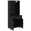 Highboard med skuffe Sort eg 69,5 x 34 x 180 cm Konstrueret træ