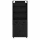 Highboard med skuffe Sort eg 69,5 x 34 x 180 cm Konstrueret træ