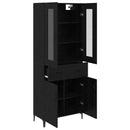 Highboard med skuffe Sort eg 69,5 x 34 x 180 cm Konstrueret træ
