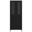 Highboard med skuffe Sort eg 69,5 x 34 x 180 cm Konstrueret træ