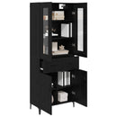 Highboard med skuffe Sort eg 69,5 x 34 x 180 cm Konstrueret træ