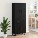 Highboard 2 pcs Sort eg 69,5 x 34 x 180 cm Ingeniørtræ og glas