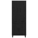 Highboard 2 pcs Sort eg 69,5 x 34 x 180 cm Ingeniørtræ og glas
