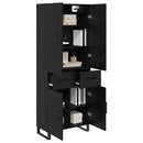 Highboard 2 pcs Sort eg 69,5 x 34 x 180 cm Ingeniørtræ og glas