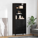 Highboard med skuffe Sort eg 69,5 x 34 x 180 cm Konstrueret træ