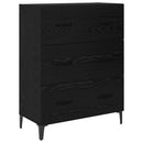 Highboard med skuffe Sort eg 69,5 x 34 x 180 cm Konstrueret træ