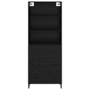 Highboard med skuffe Sort eg 69,5 x 34 x 180 cm Konstrueret træ