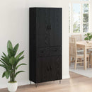 Highboard med skuffe 2 pcs Sort eg Konstrueret træ og glas