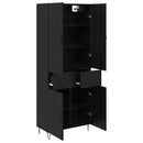 Highboard med skuffe 2 pcs Sort eg Konstrueret træ og glas
