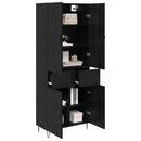 Highboard med skuffe 2 pcs Sort eg Konstrueret træ og glas