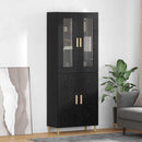 Highboard Sort eg 69,5 x 34 x 180 cm Ingeniørtræ og glas