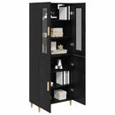 Highboard Sort eg 69,5 x 34 x 180 cm Ingeniørtræ og glas