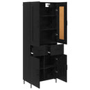 Highboard med skuffe 2 pcs Sort eg Konstrueret træ