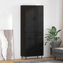 Highboard med skuffe 2 pcs Sort eg Ingeniørtræ og glas