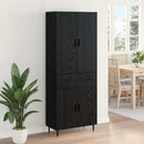 Highboard med skuffe 2 pcs Sort eg Ingeniørtræ og glas