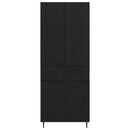 Highboard med skuffe 2 pcs Sort eg Ingeniørtræ og glas