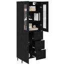Highboard med skuffe 2 pcs Sort eg Konstrueret træ