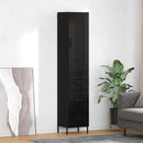 Highboard med skuffe Sort eg 34,5 x 34 x 180 cm Konstrueret træ