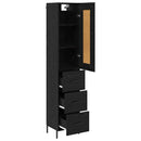Highboard med skuffe Sort eg 34,5 x 34 x 180 cm Konstrueret træ