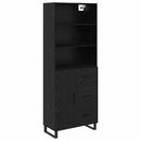 Highboard med skuffe 2 pcs Sort eg Konstrueret træ