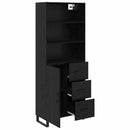 Highboard med skuffe 2 pcs Sort eg Konstrueret træ