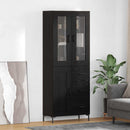 Highboard med skuffe 2 pcs Sort eg Konstrueret træ
